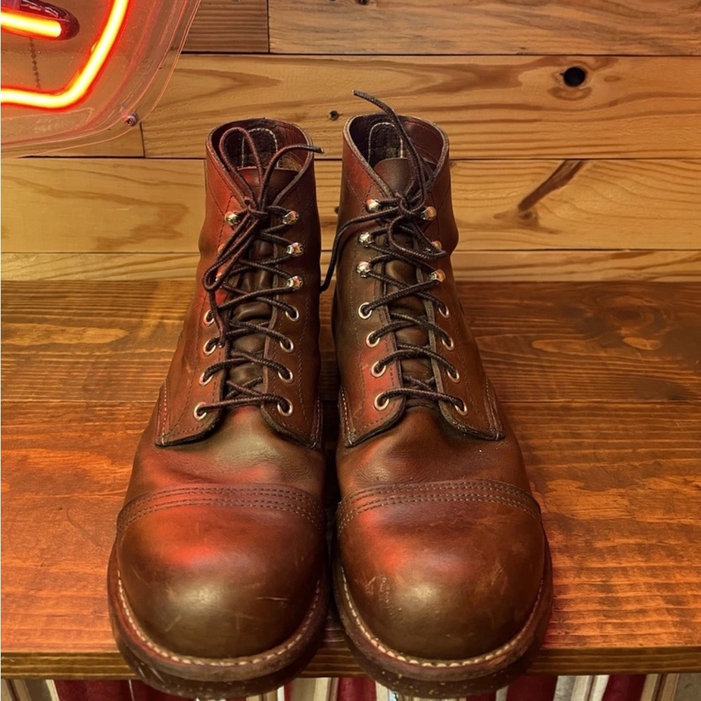 Vtg Redwing Iron Ranger Boots 8111 Size 10D 2015 Amber Harness